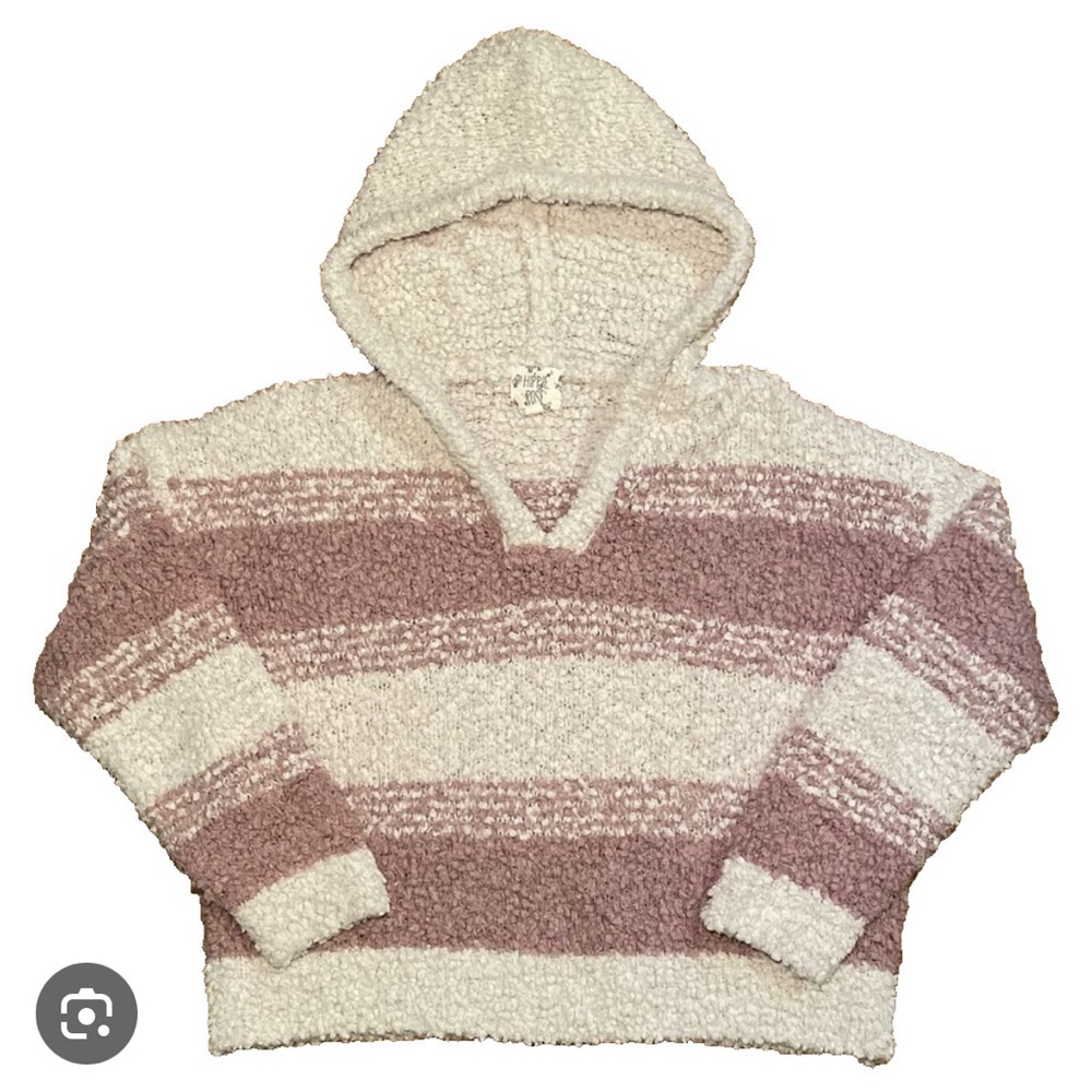 Hippie Rose Pink and Cream Striped Hoodie